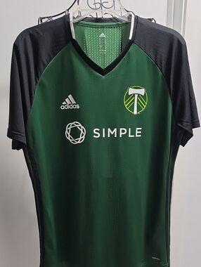 adidas Green and Black Portland Timbers Soccer Jersey with SIMPLE Logo